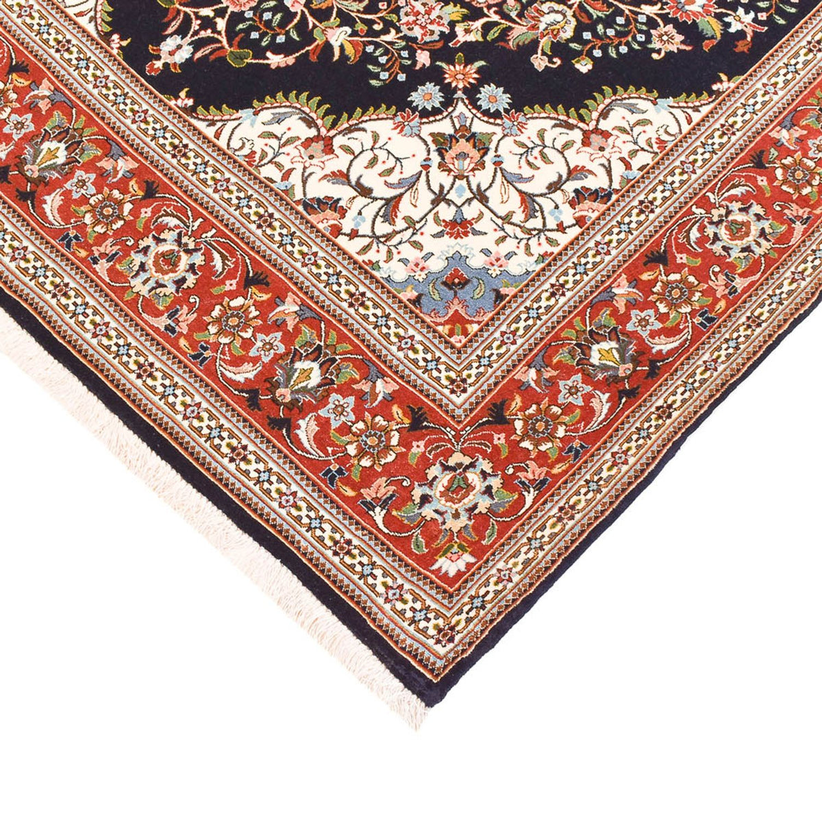 Tapis persan - Ghom - Royal - 218 x 138 cm - bleu foncé