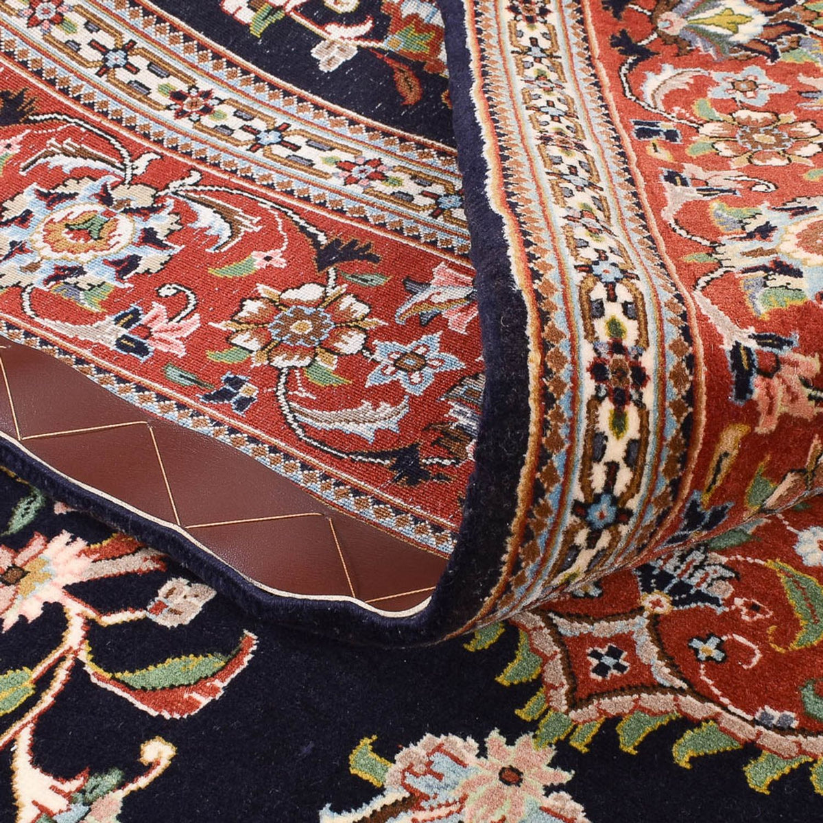 Tapis persan - Ghom - Royal - 218 x 138 cm - bleu foncé