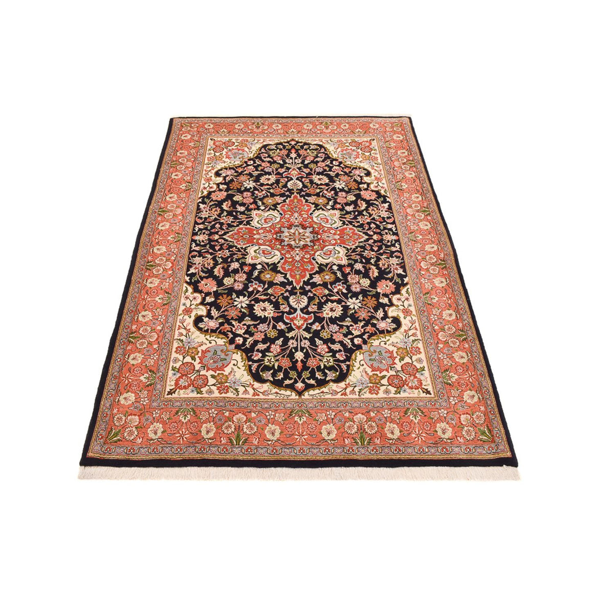 Tapis persan - Ghom - Royal - 227 x 140 cm - bleu foncé
