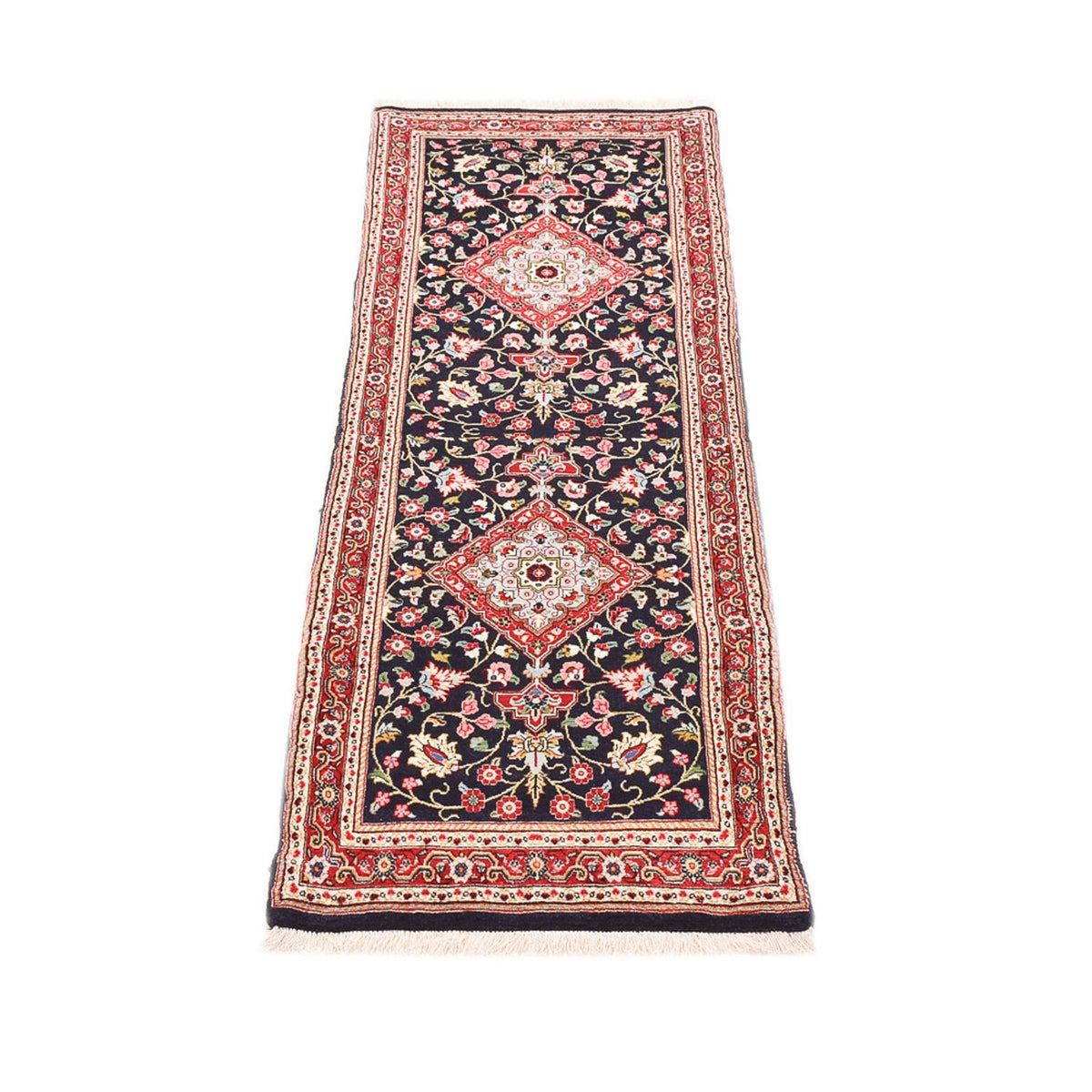 Tapis de couloir Tapis persan - Ghom - Royal - 182 x 55 cm - bleu foncé