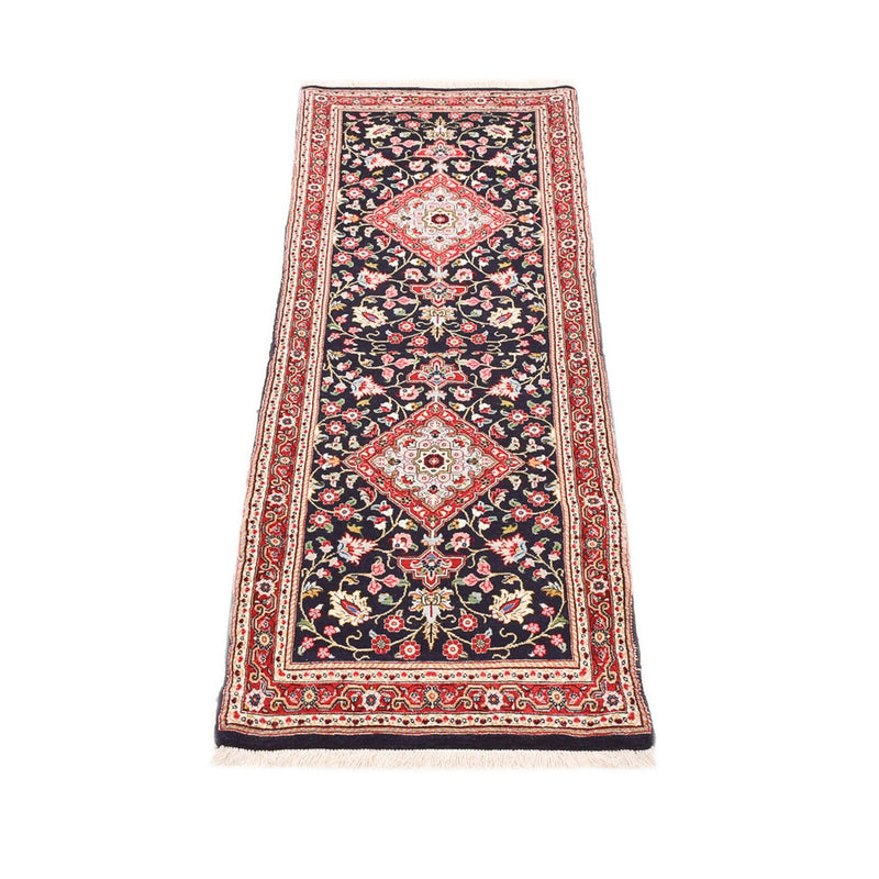 Tapis de couloir Tapis persan - Ghom - Royal - 182 x 55 cm - bleu foncé