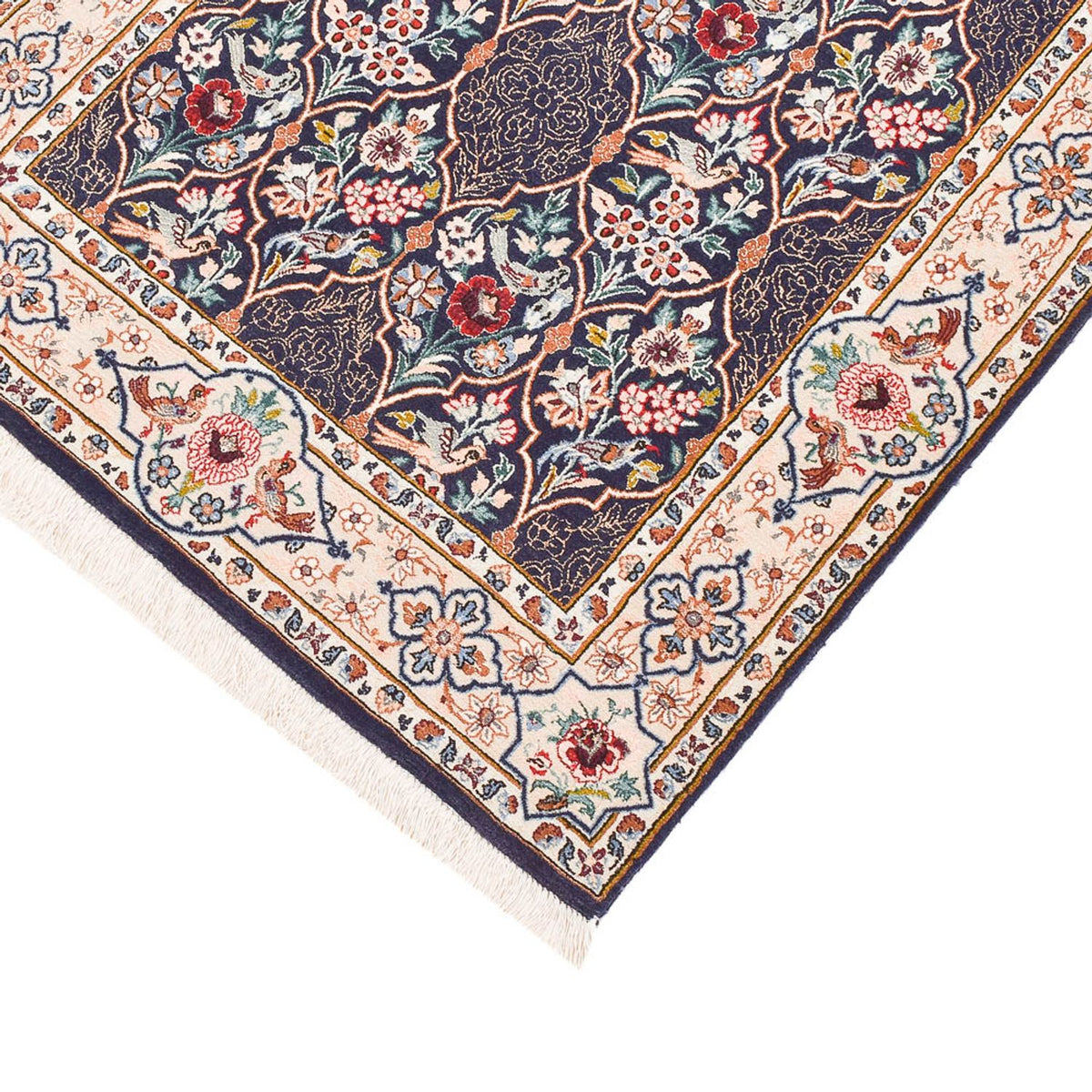 Tapis de couloir Tapis persan - Ghom - Royal - 300 x 80 cm - bleu foncé