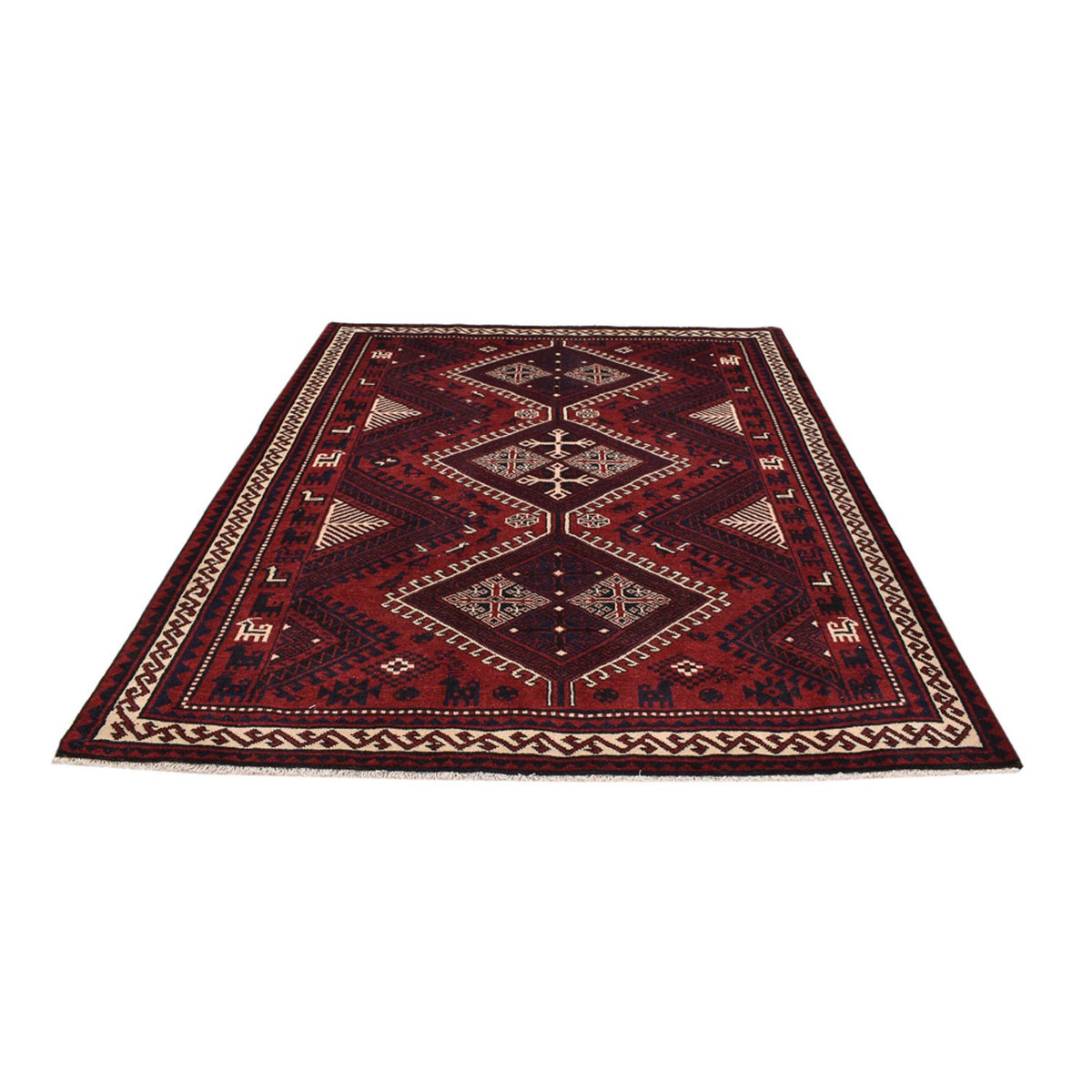 Tapis persan - Nomadic - 260 x 217 cm - rouge bordeaux