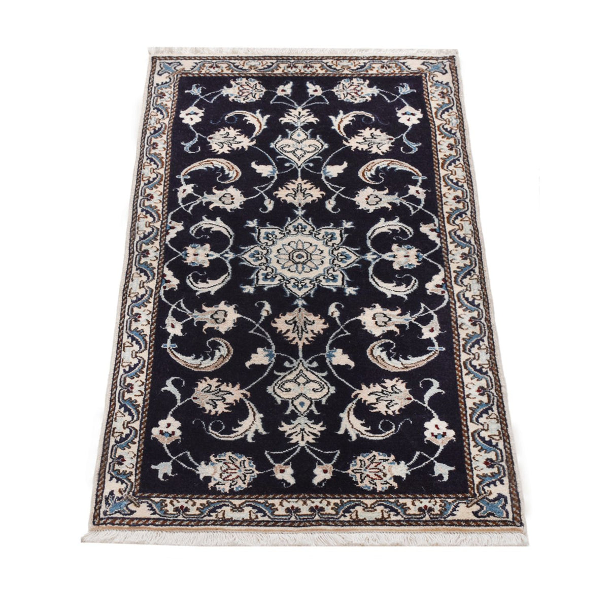 Tapis persan - Nain - 138 x 66 cm - bleu foncé
