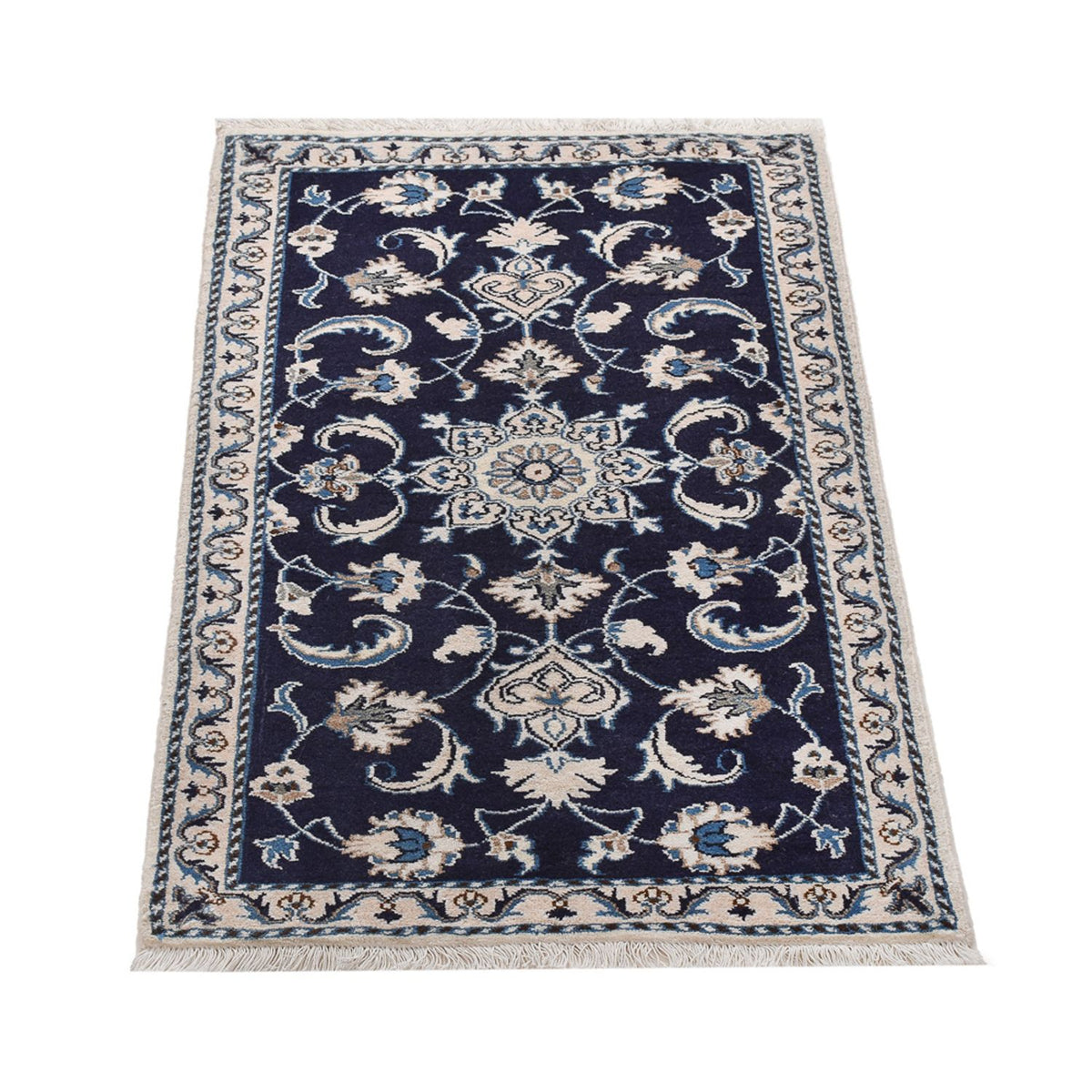 Tapis persan - Nain - 133 x 70 cm - bleu foncé