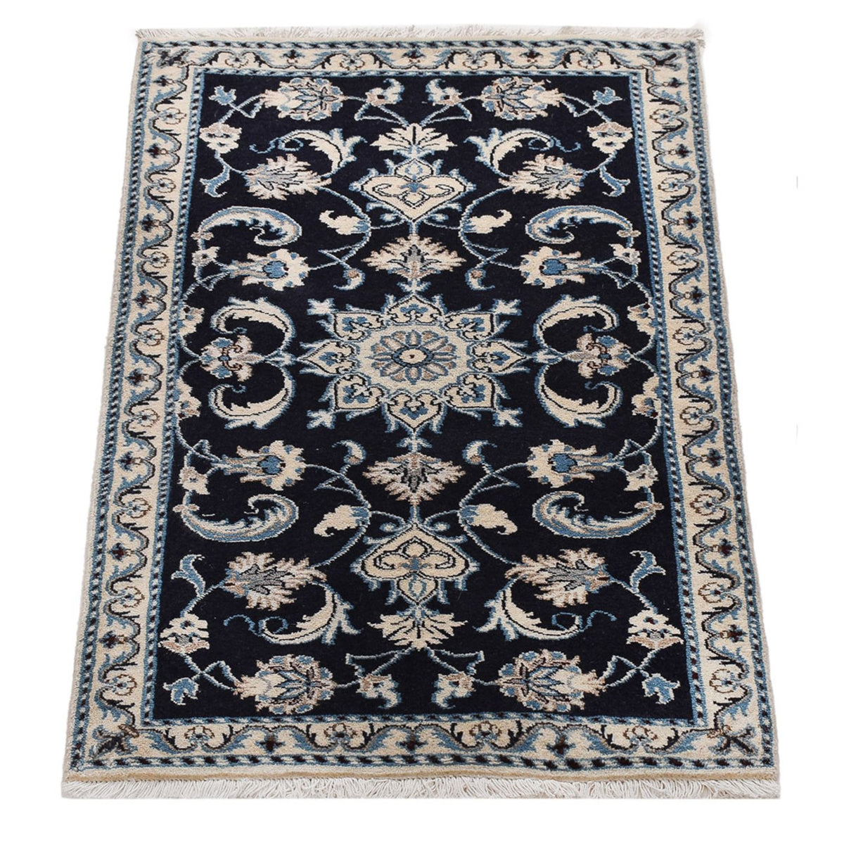Tapis persan - Nain - 134 x 68 cm - bleu foncé