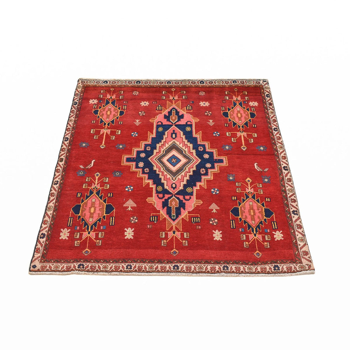 Tapis de couloir Tapis persan - Nomadic - 129 x 107 cm - rouge