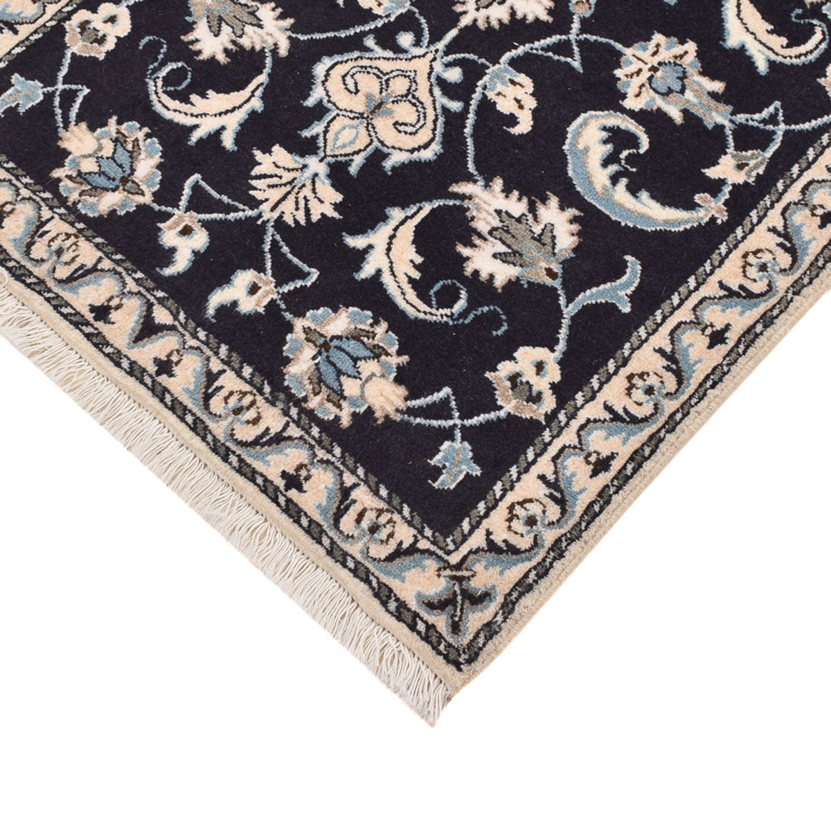 Tapis persan - Nain - 137 x 71 cm - bleu foncé
