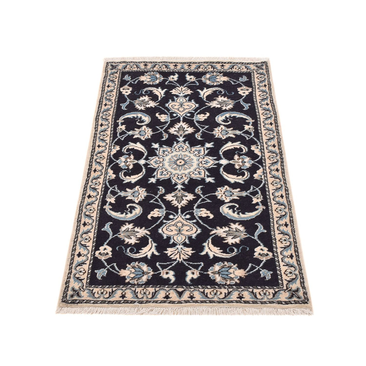 Tapis persan - Nain - 137 x 71 cm - bleu foncé