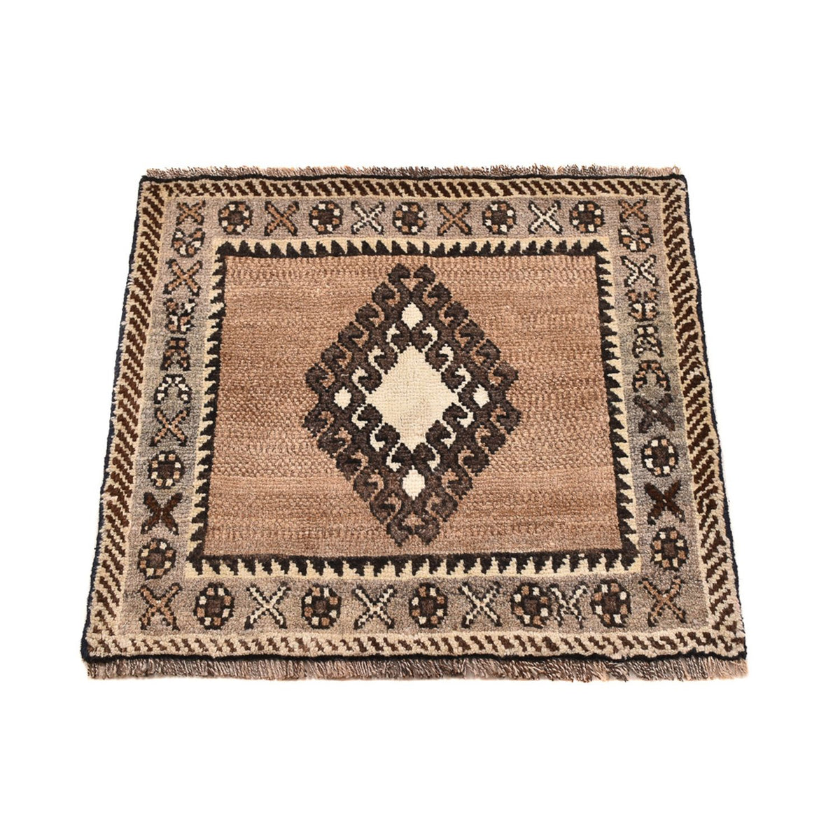 Tapis persan - Nomadic - 56 x 53 cm - beige clair