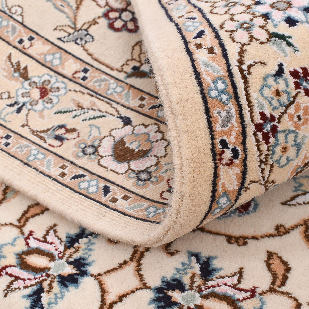 Tapis de couloir Tapis persan - Nain - Royal - 241 x 92 cm - crème