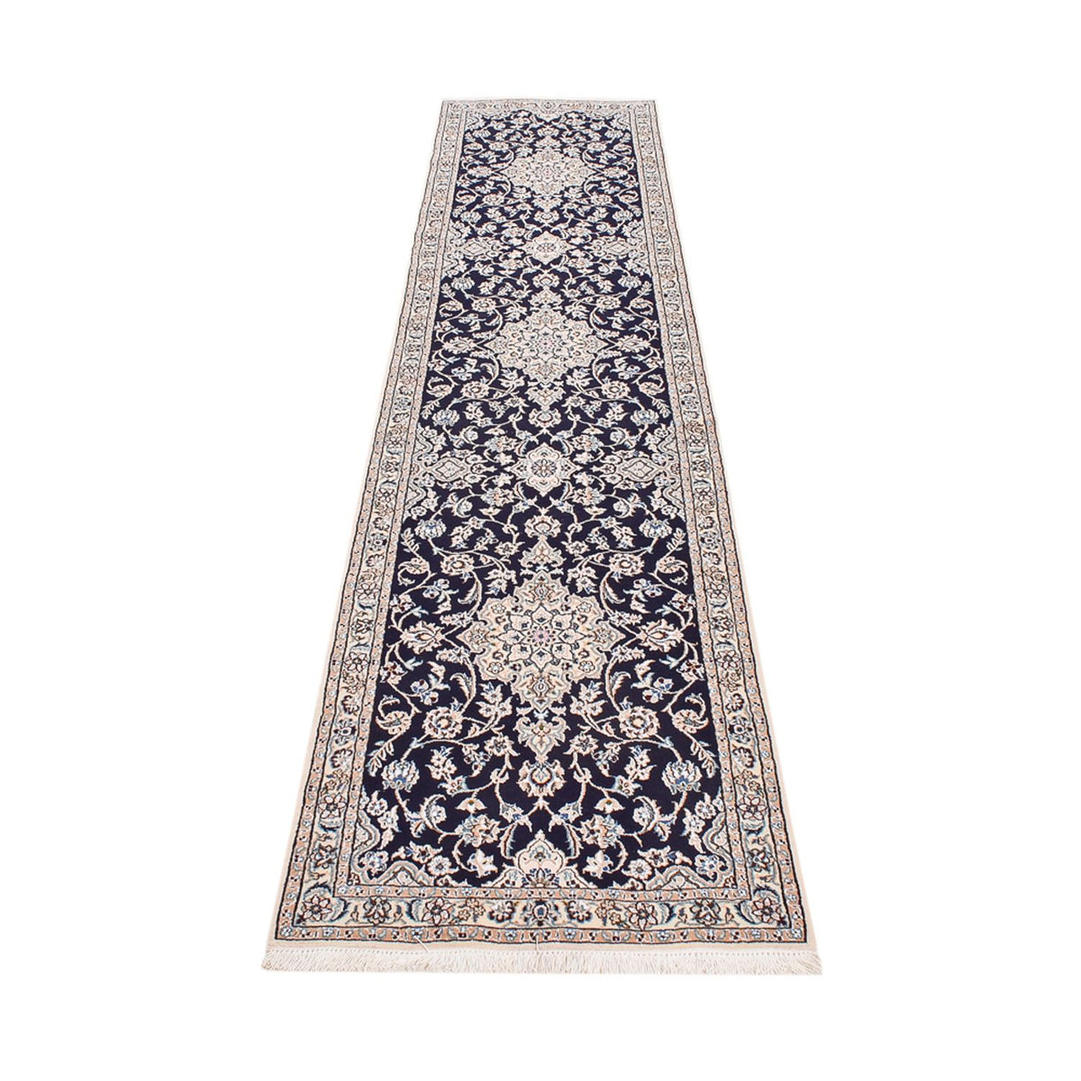 Tapis de couloir Tapis persan - Nain - Royal - 315 x 69 cm - bleu foncé