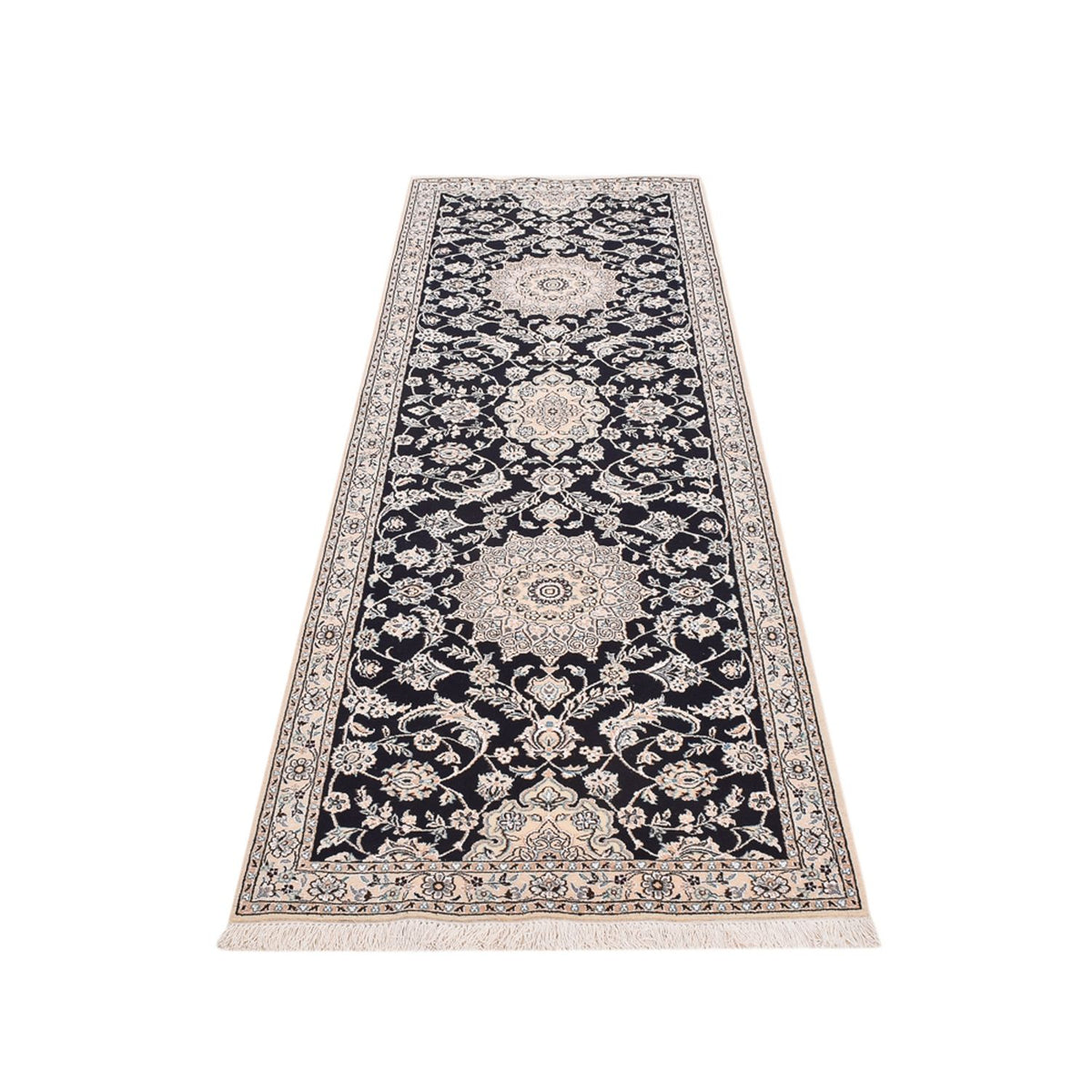 Tapis de couloir Tapis persan - Nain - Royal - 275 x 90 cm - bleu foncé