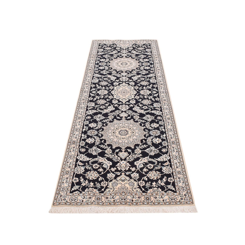 Tapis de couloir Tapis persan - Nain - Royal - 275 x 90 cm - bleu foncé