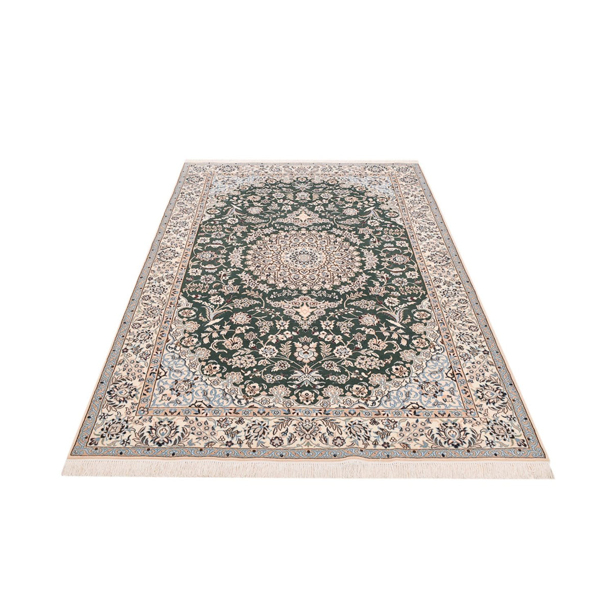 Tapis persan - Nain - Royal - 255 x 159 cm - vert foncé