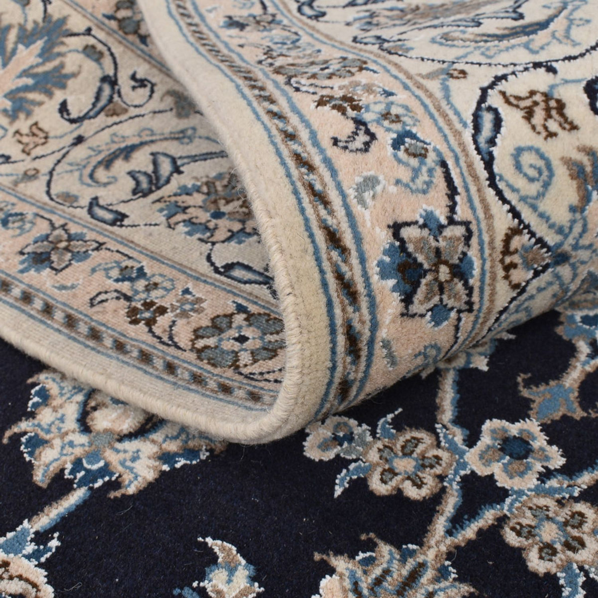 Tapis persan - Nain - 292 x 195 cm - bleu foncé