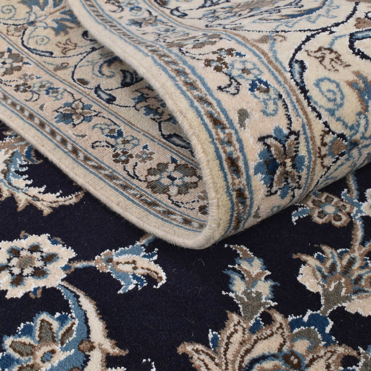 Tapis persan - Nain - 290 x 193 cm - bleu foncé