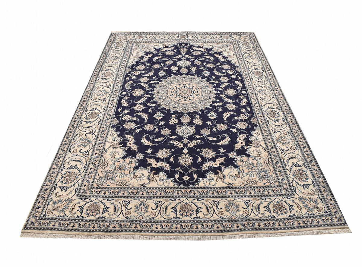 Tapis persan - Nain - 295 x 195 cm - bleu foncé
