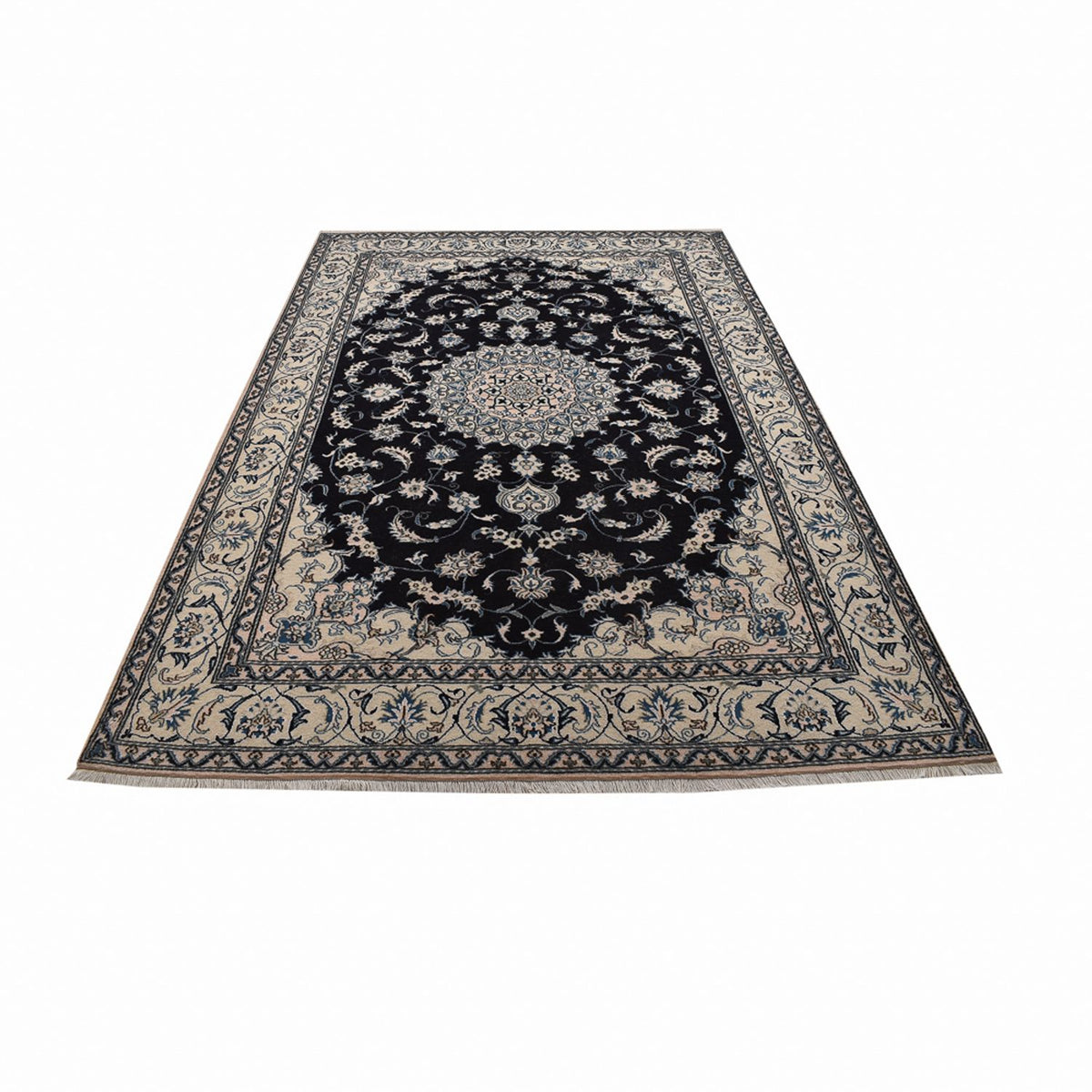 Tapis persan - Nain - 298 x 202 cm - bleu foncé