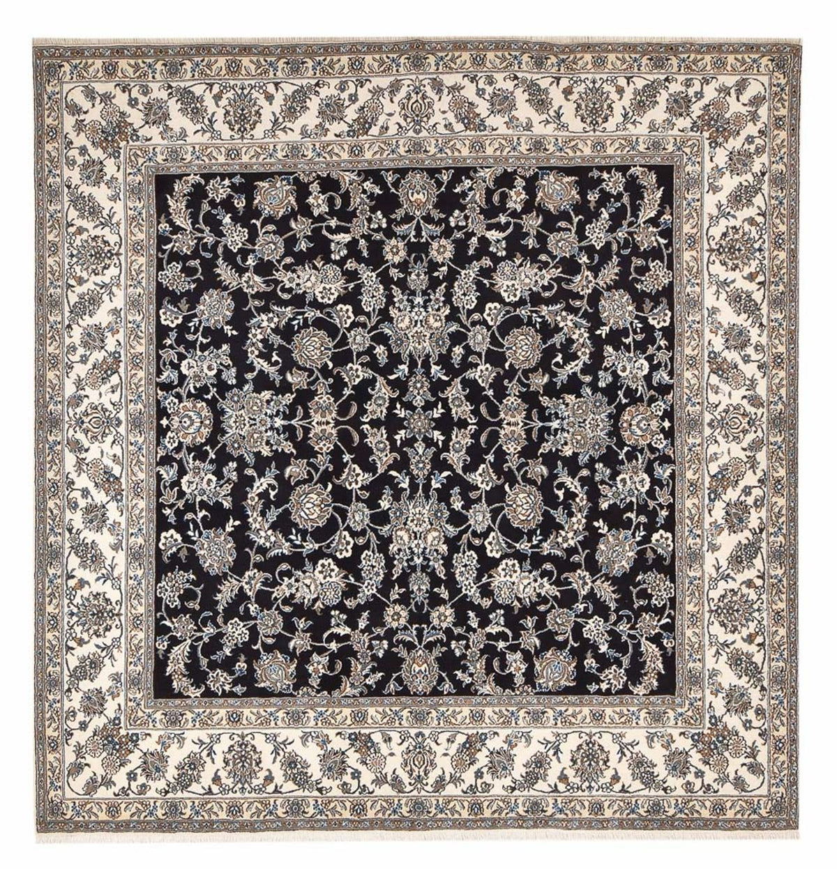 Tapis persan - Nain carré - 293 x 281 cm - bleu foncé