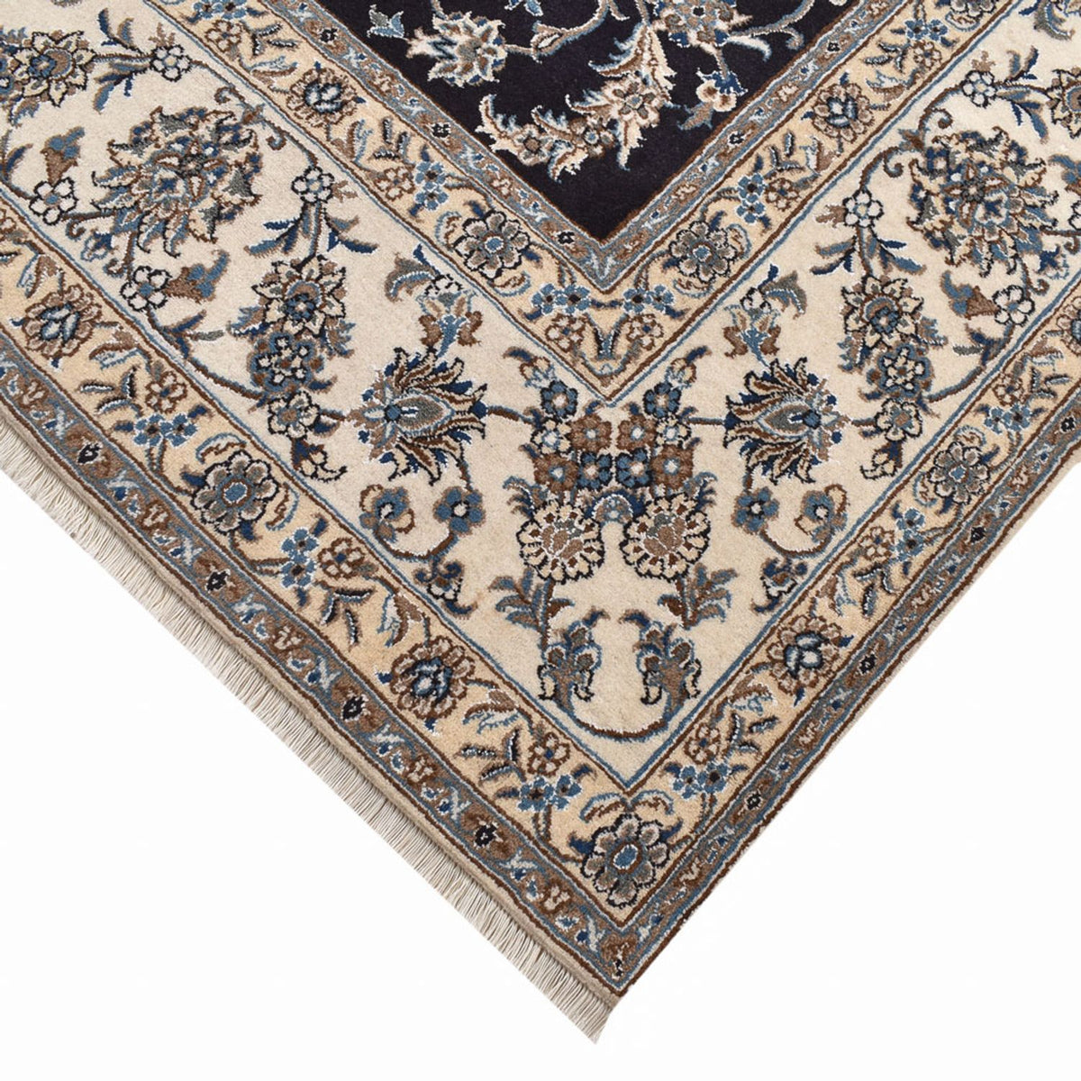 Tapis persan - Nain carré - 293 x 281 cm - bleu foncé