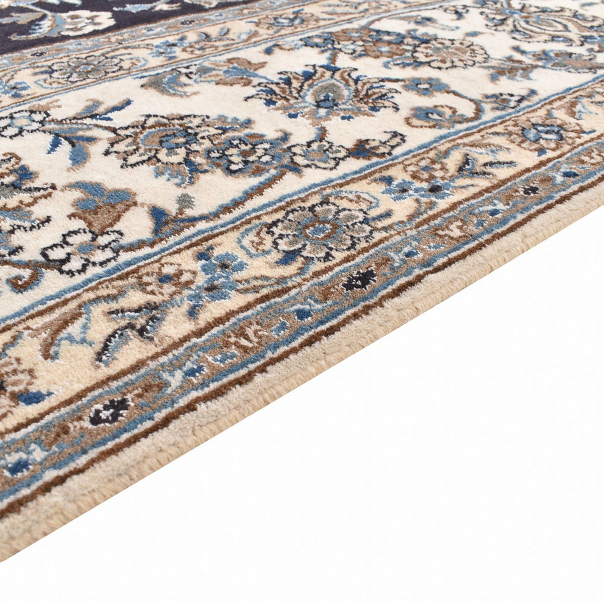 Tapis persan - Nain carré - 293 x 281 cm - bleu foncé