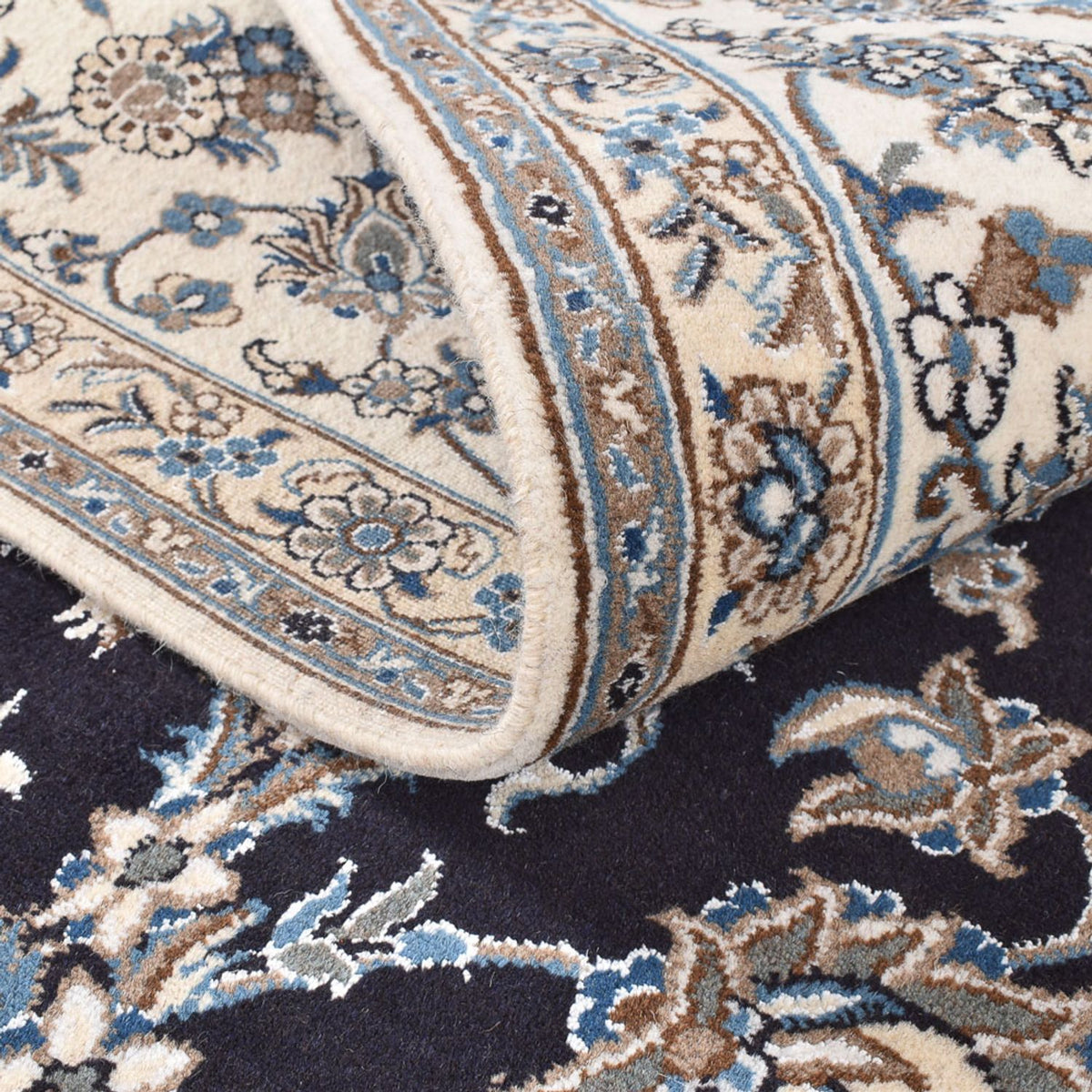 Tapis persan - Nain carré - 293 x 281 cm - bleu foncé