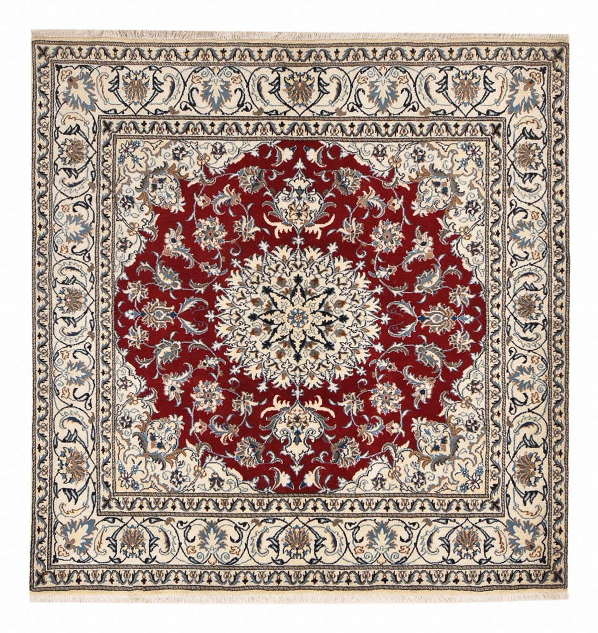 Tapis persan - Nain carré - 197 x 195 cm - rouge
