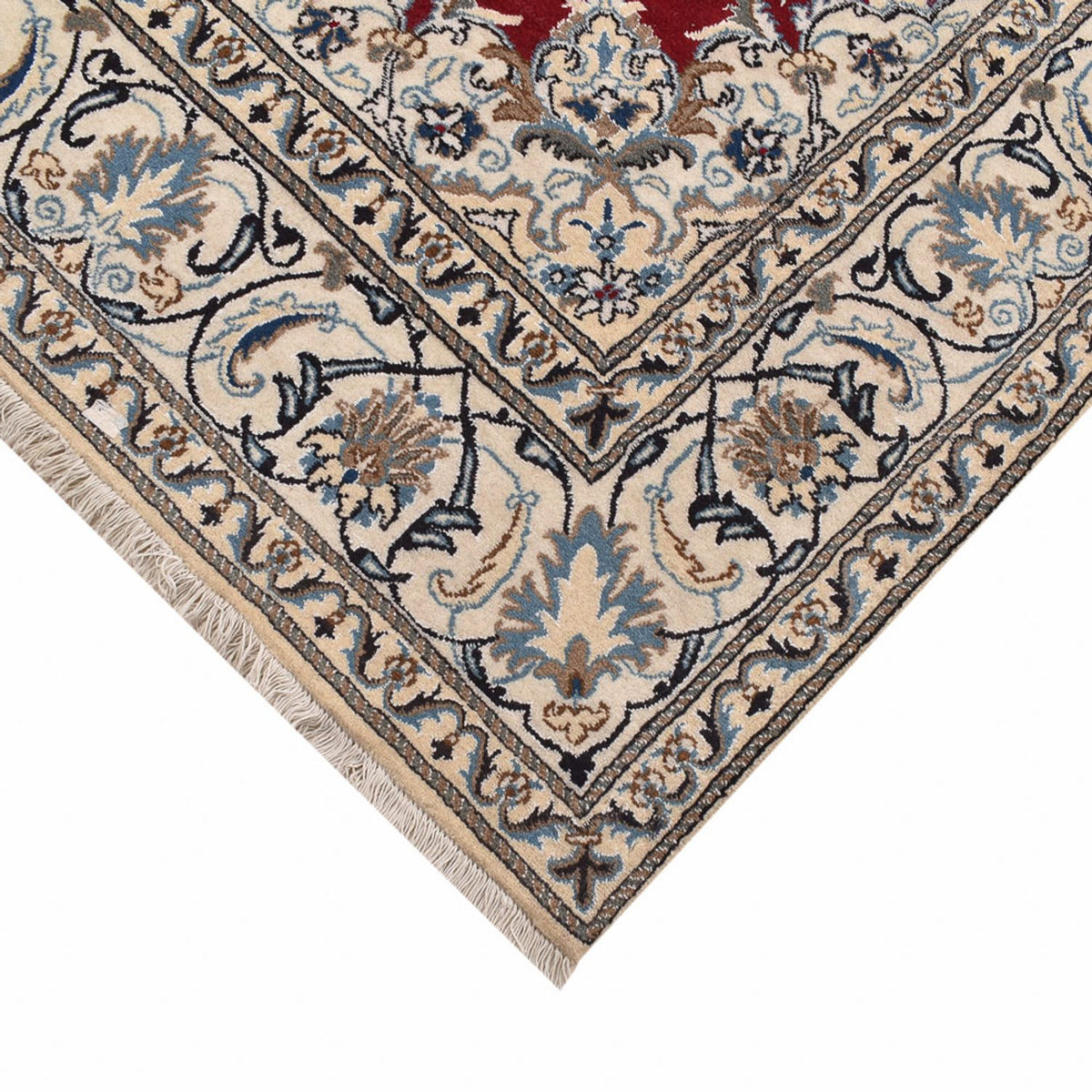 Tapis persan - Nain carré - 197 x 195 cm - rouge