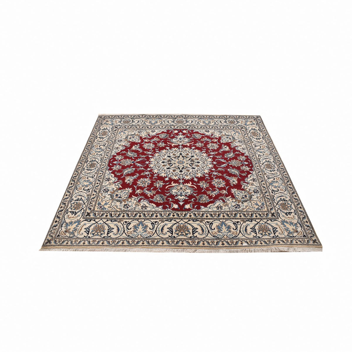 Tapis persan - Nain carré - 197 x 195 cm - rouge