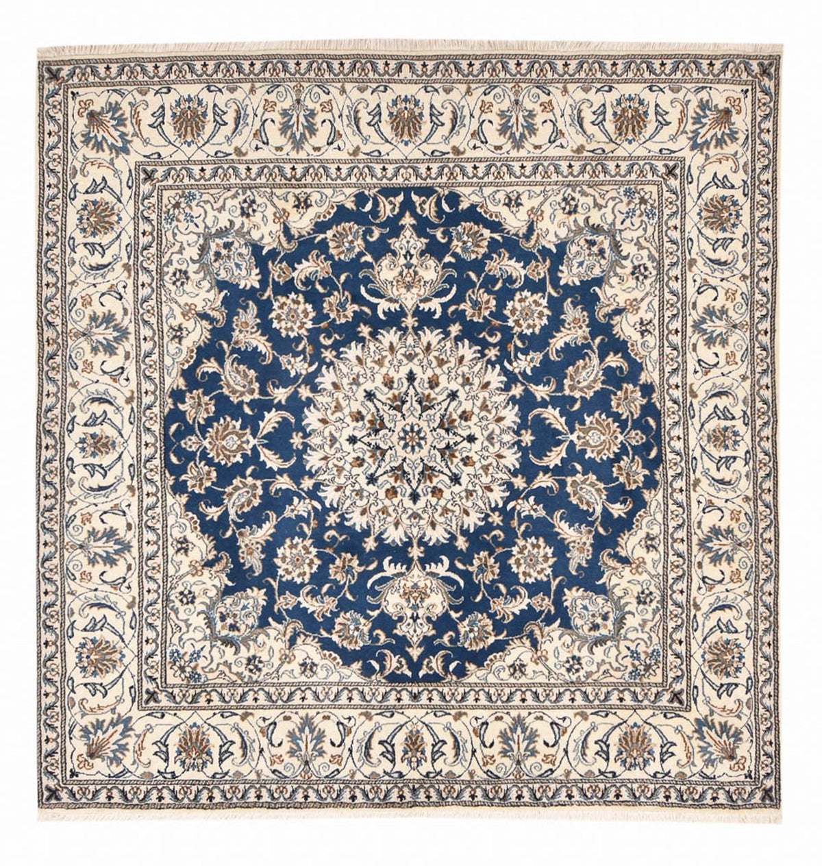 Tapis persan - Nain carré - 202 x 195 cm - bleu