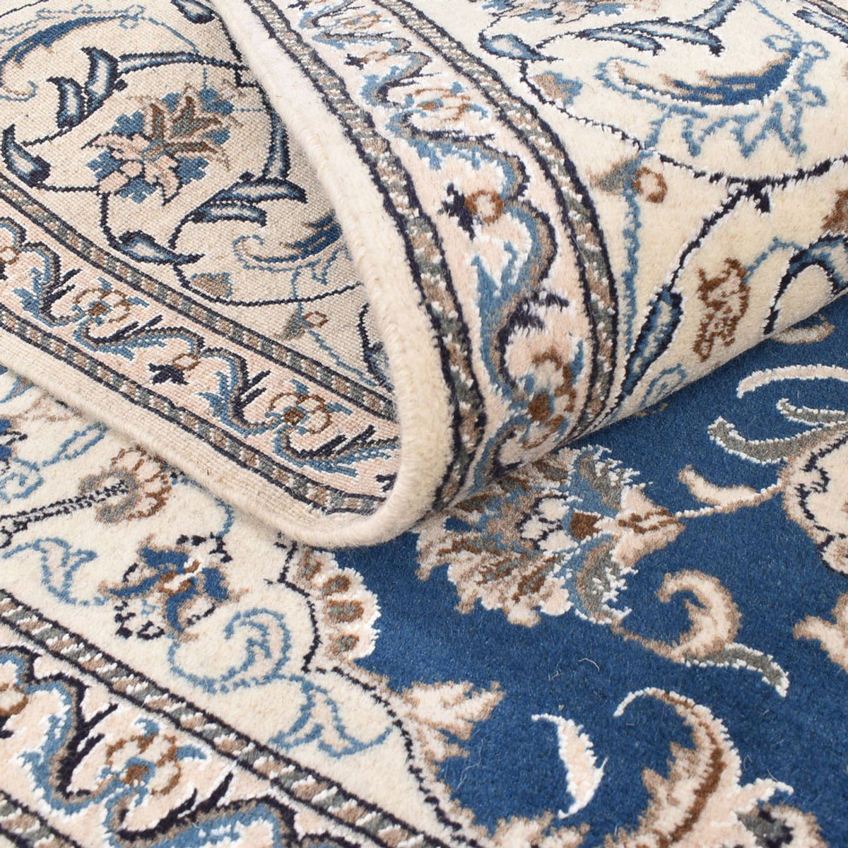 Tapis persan - Nain carré - 202 x 195 cm - bleu