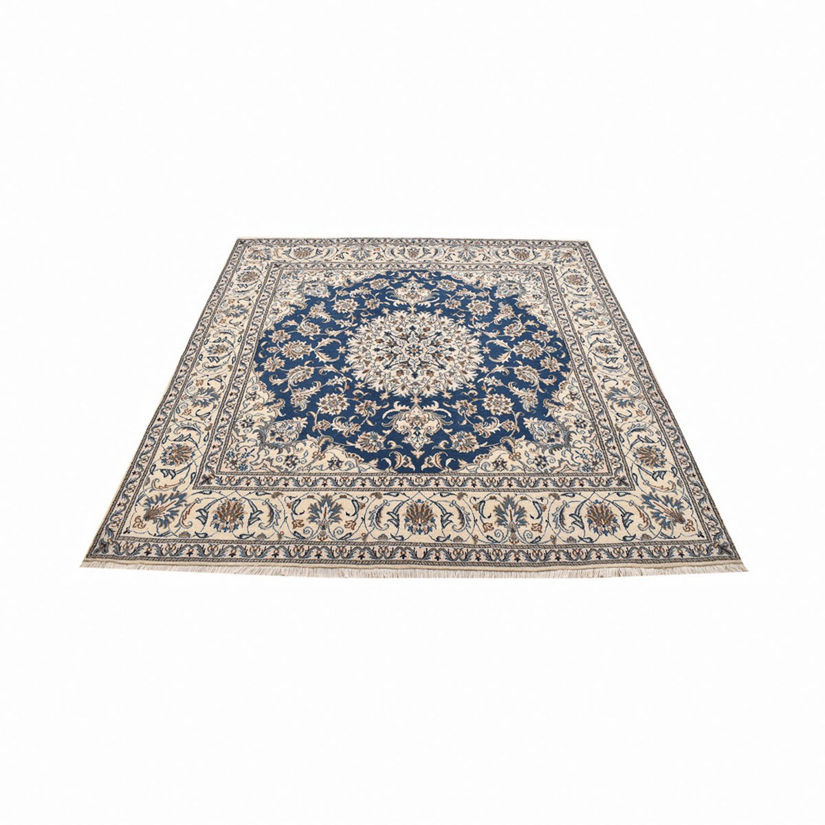 Tapis persan - Nain carré - 202 x 195 cm - bleu