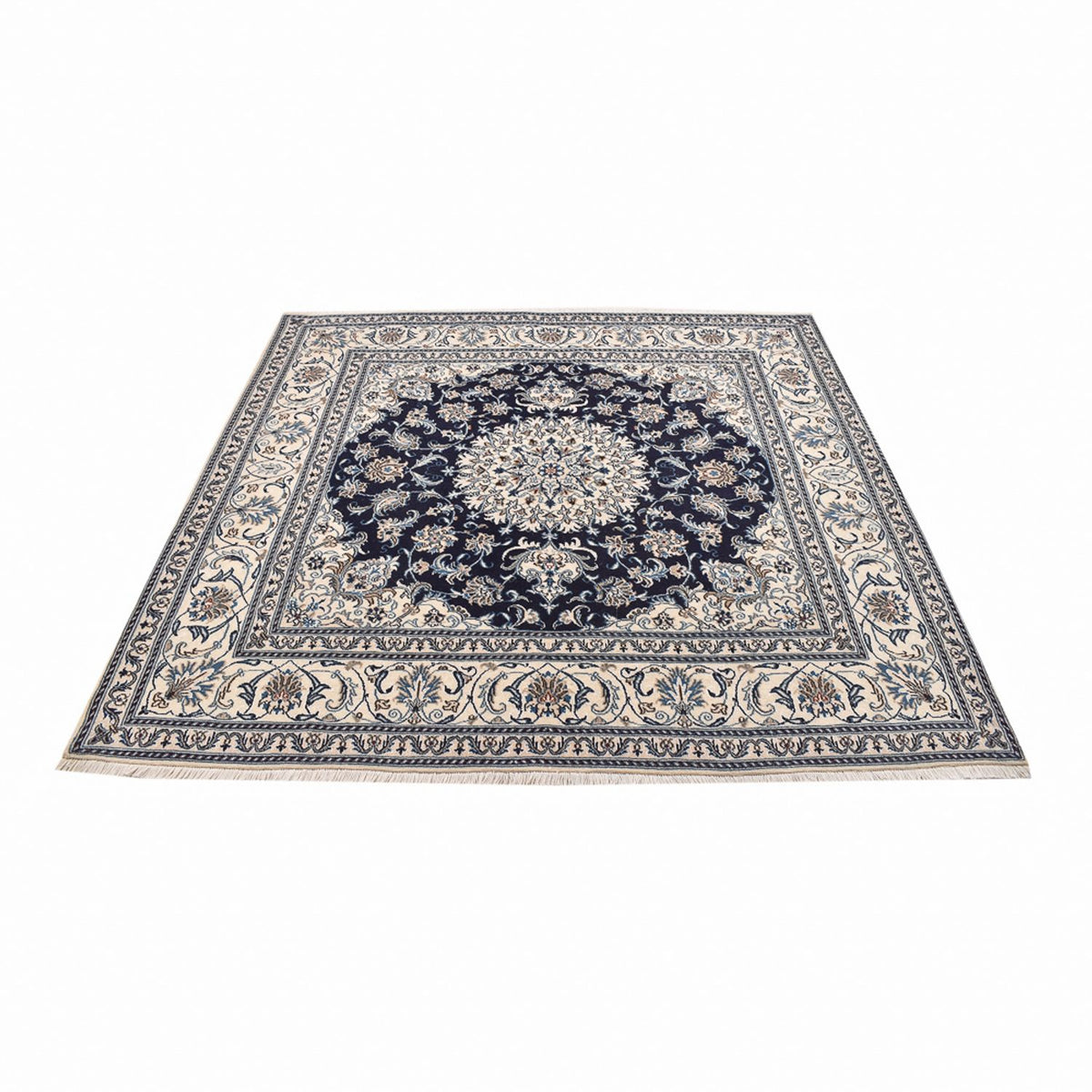Tapis persan - Nain carré  - 198 x 195 cm - bleu foncé