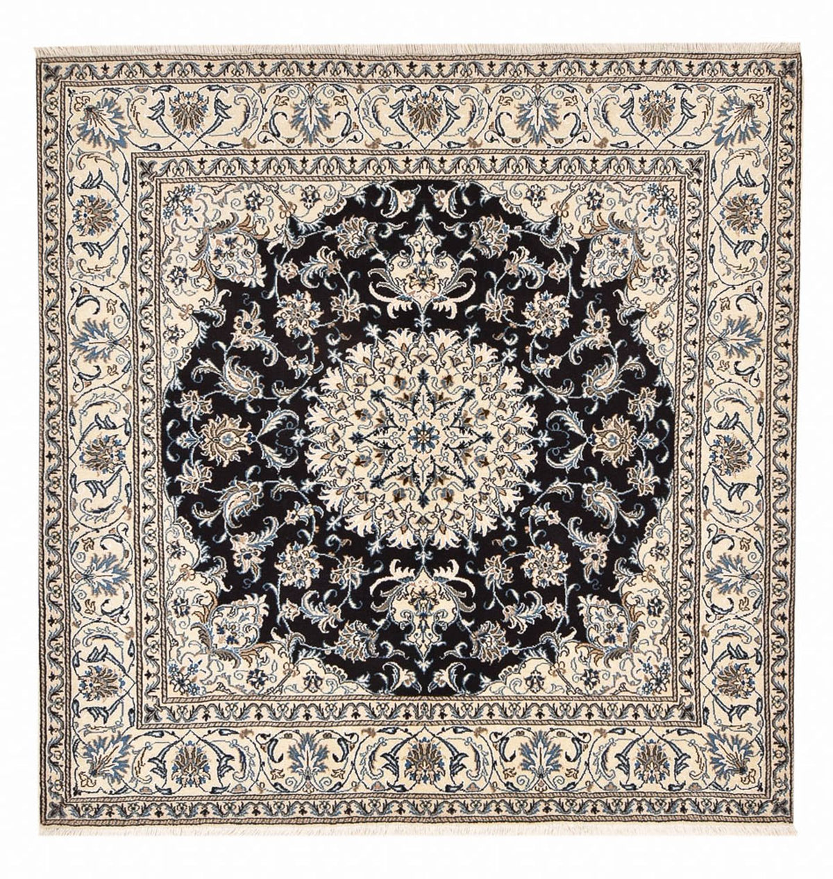 Tapis persan - Nain carré - 198 x 190 cm - bleu foncé
