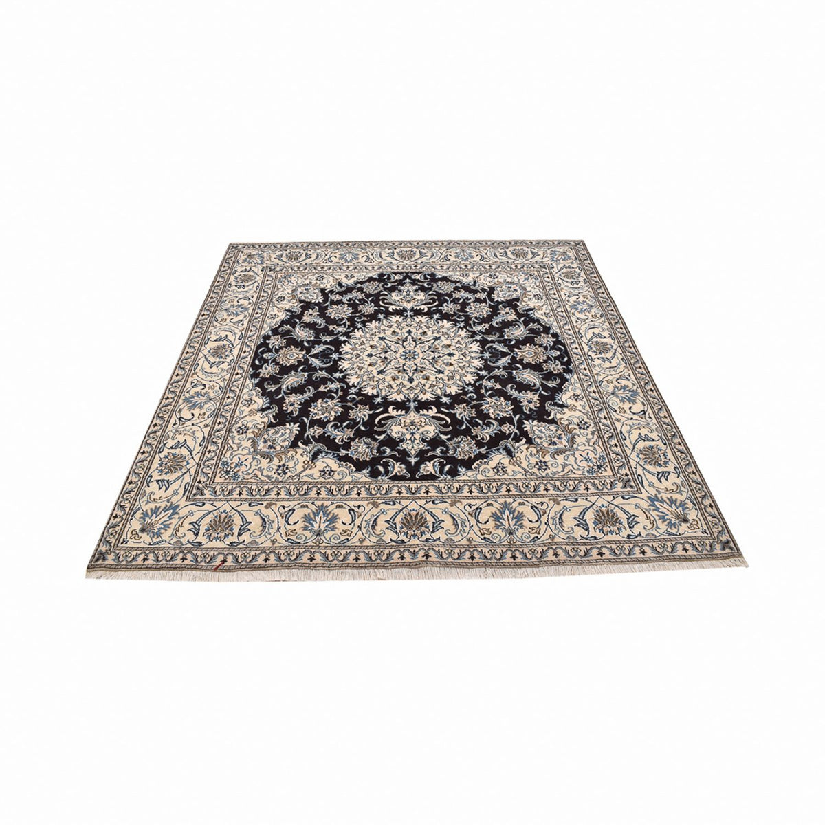 Tapis persan - Nain carré - 198 x 190 cm - bleu foncé