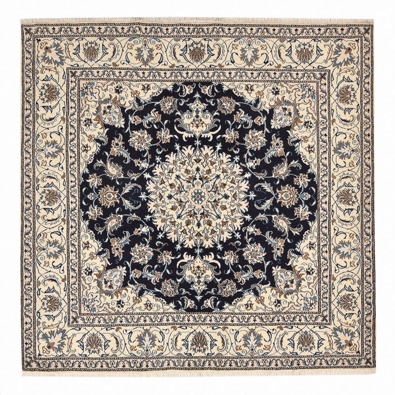 Tapis persan - Nain carré  - 195 x 193 cm - bleu foncé