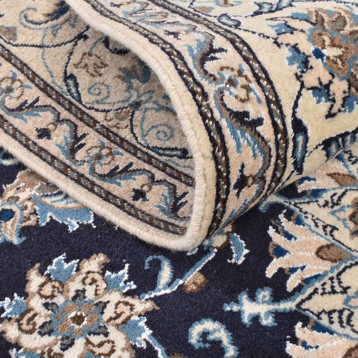 Tapis persan - Nain carré  - 195 x 193 cm - bleu foncé