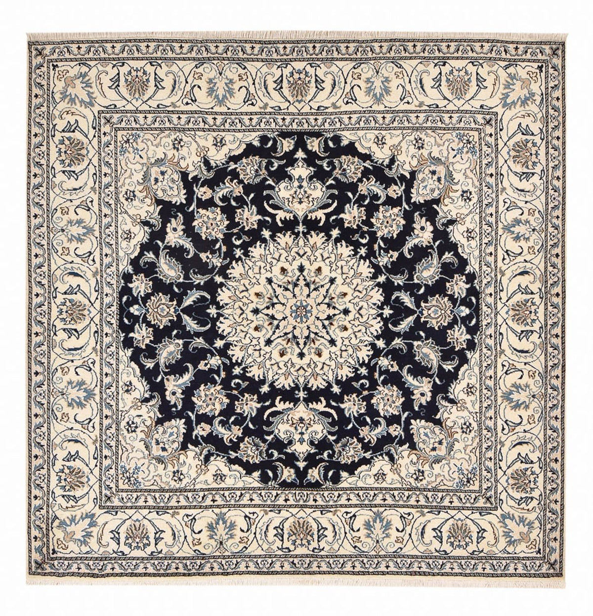 Tapis persan - Nain carré - 198 x 193 cm - bleu foncé