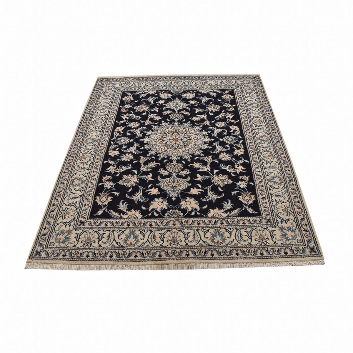 Tapis persan - Nain - 200 x 149 cm - bleu foncé