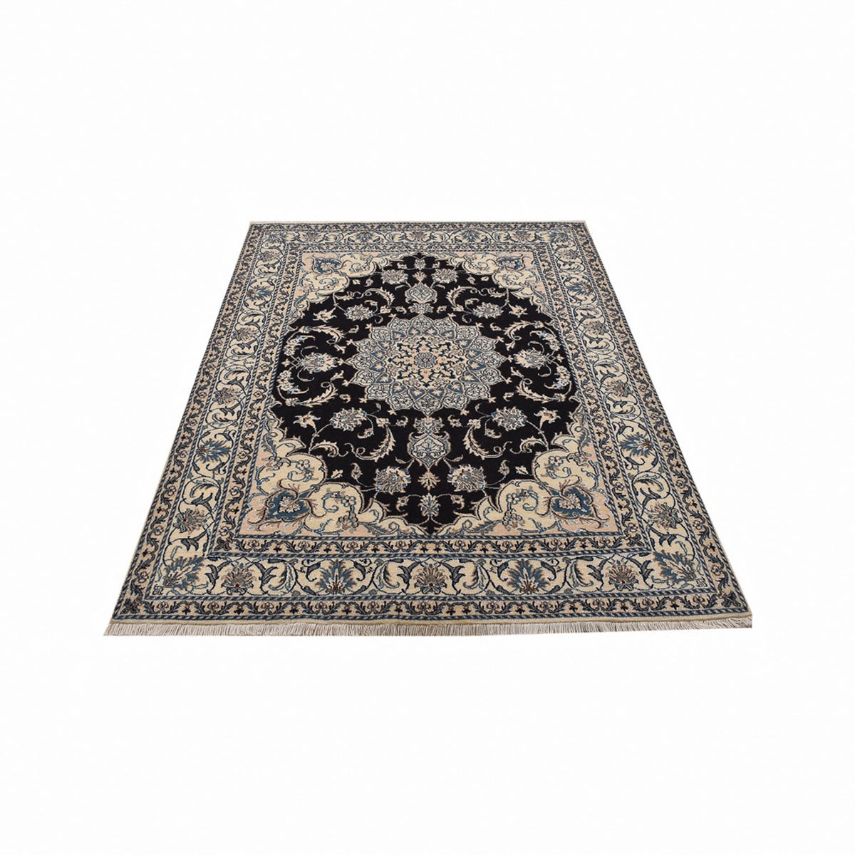 Tapis persan - Nain - 210 x 149 cm - bleu foncé