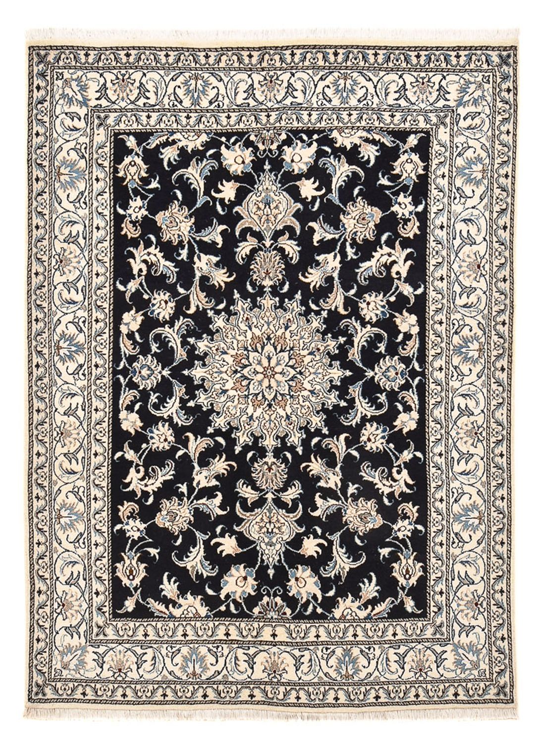 Tapis persan - Nain - 198 x 147 cm - bleu foncé