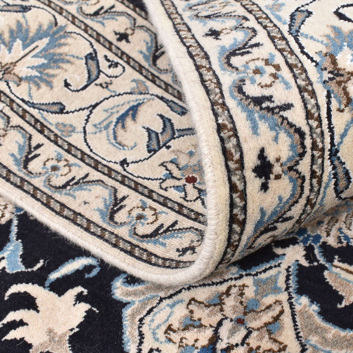 Tapis persan - Nain - 198 x 147 cm - bleu foncé