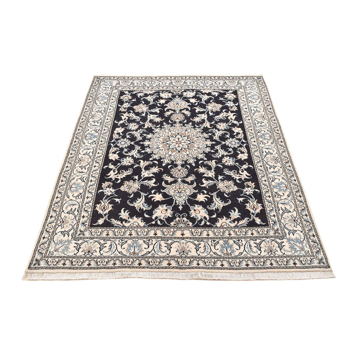 Tapis persan - Nain - 198 x 147 cm - bleu foncé