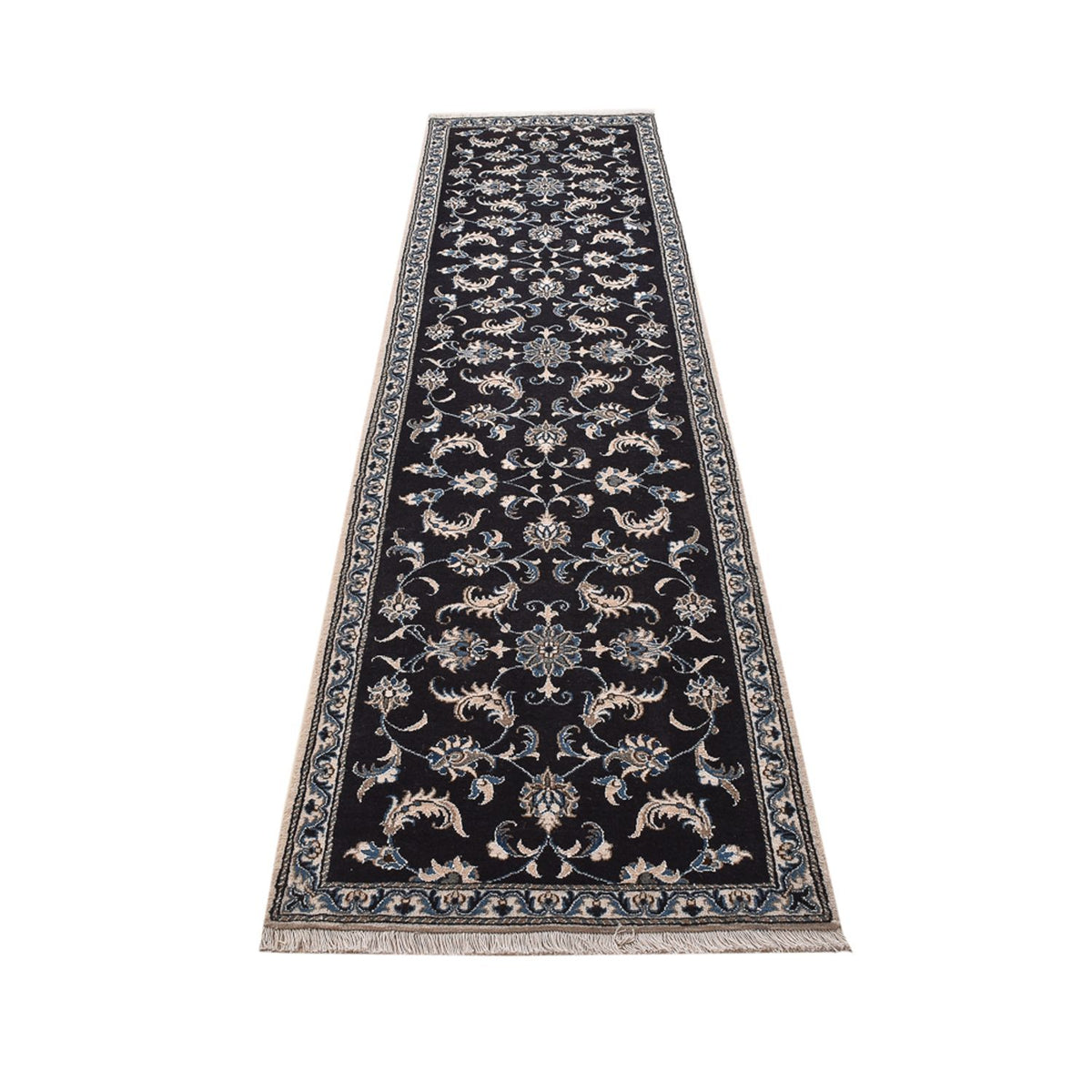 Tapis de couloir Tapis persan - Nain - 292 x 78 cm - bleu foncé