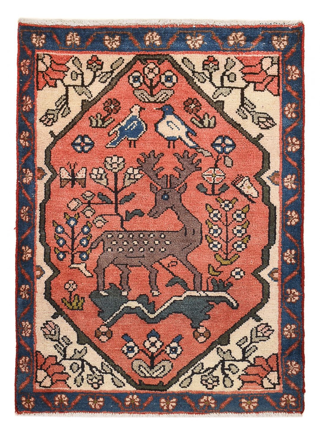 Tapis persan - Nomadic - 92 x 67 cm - rouge clair