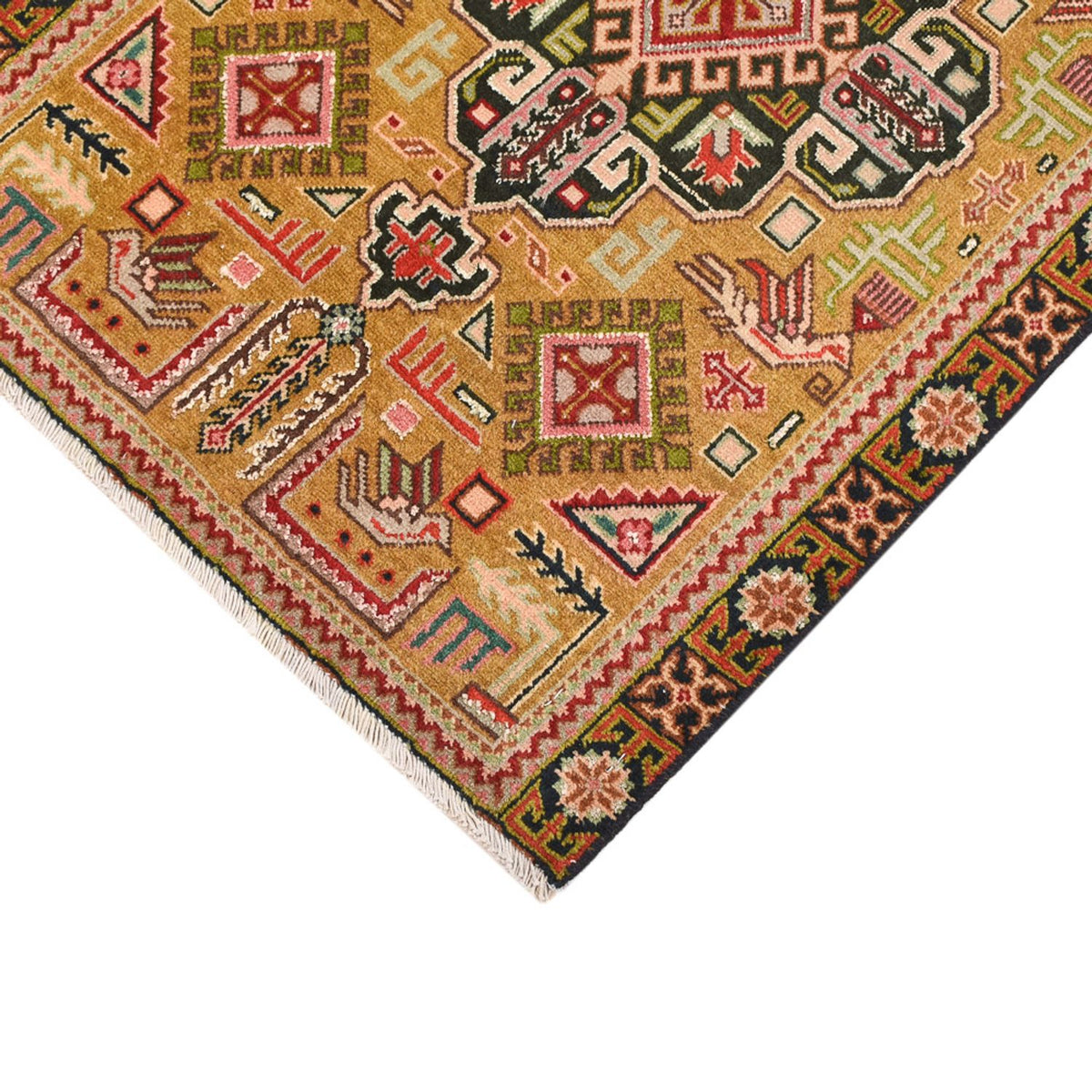 Tapis persan - Nomadic - 82 x 53 cm - vert olive