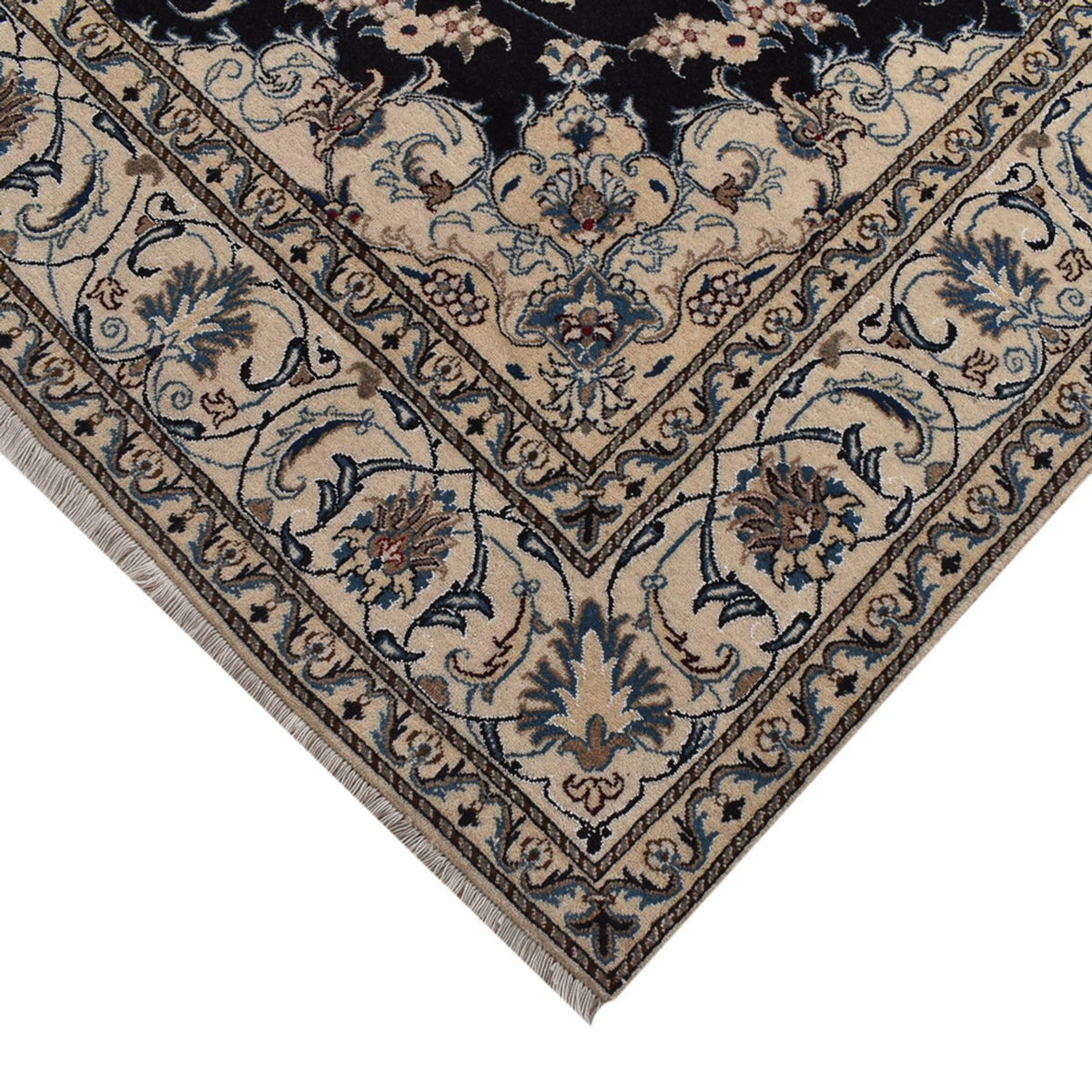 Tapis persan - Nain - 293 x 200 cm - bleu foncé