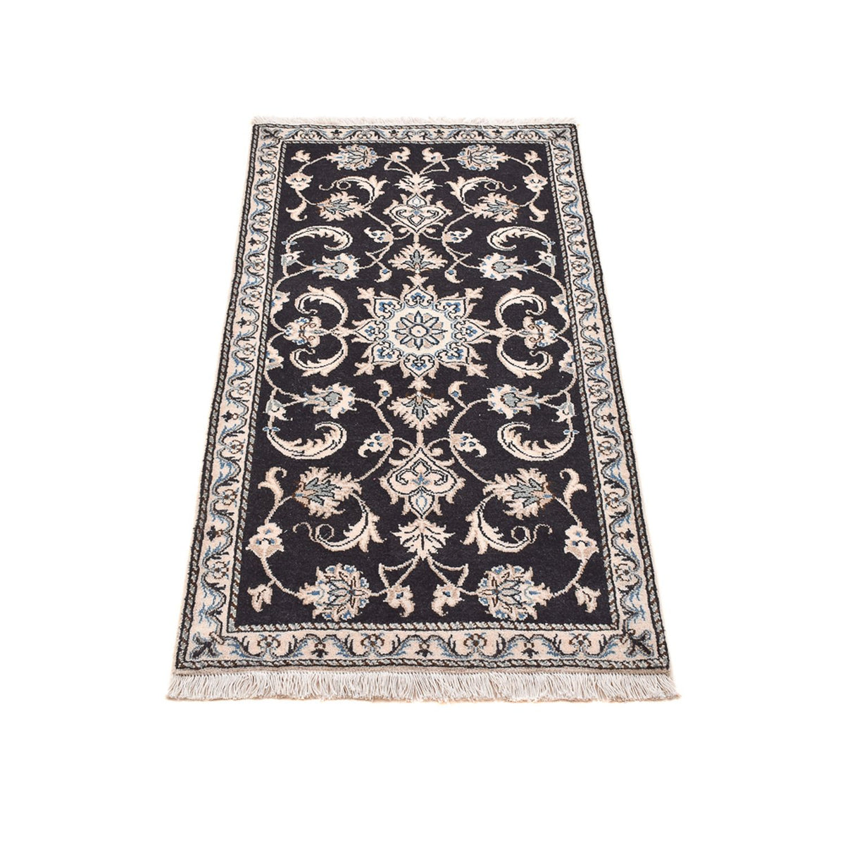 Tapis persan - Nain - 136 x 70 cm - bleu foncé