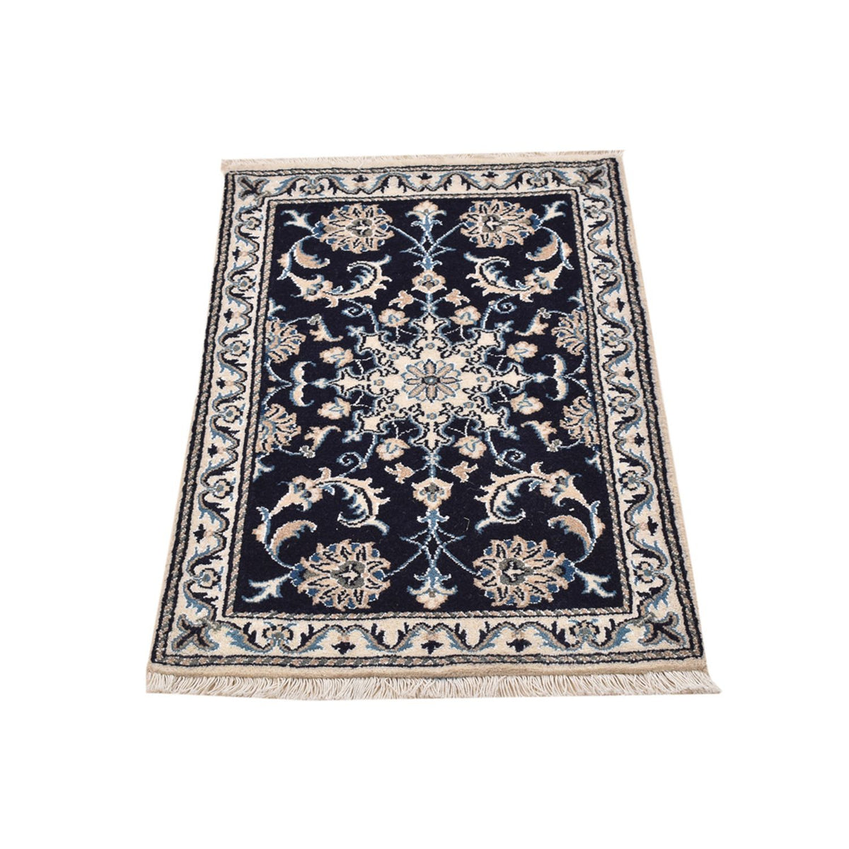 Tapis persan - Nain - 90 x 57 cm - bleu foncé